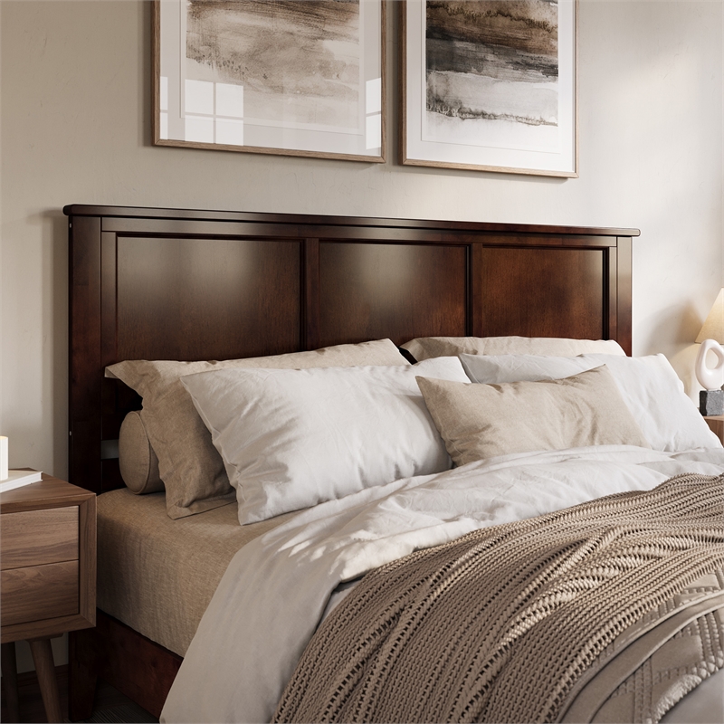 Charlotte King Solid Wood Low Profile Platform Bed in Walnut