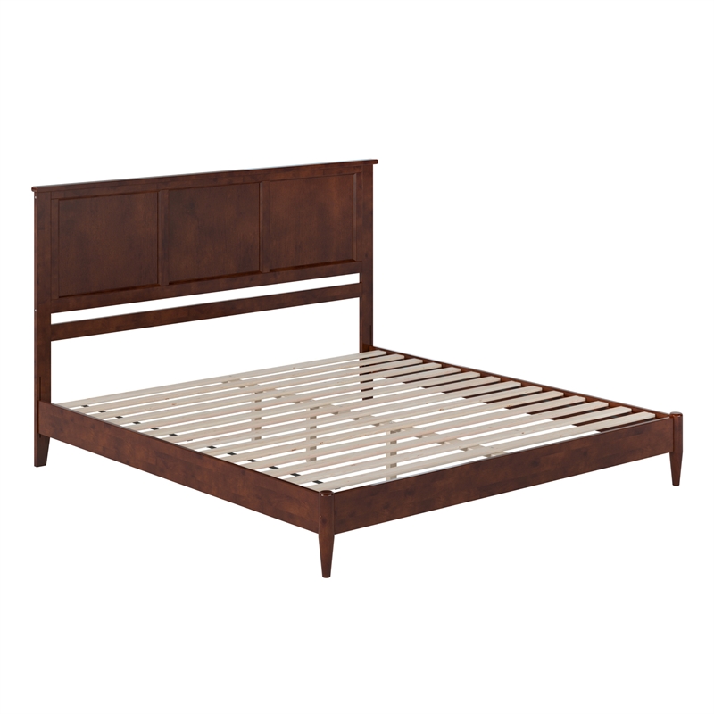 Charlotte King Solid Wood Low Profile Platform Bed in Walnut