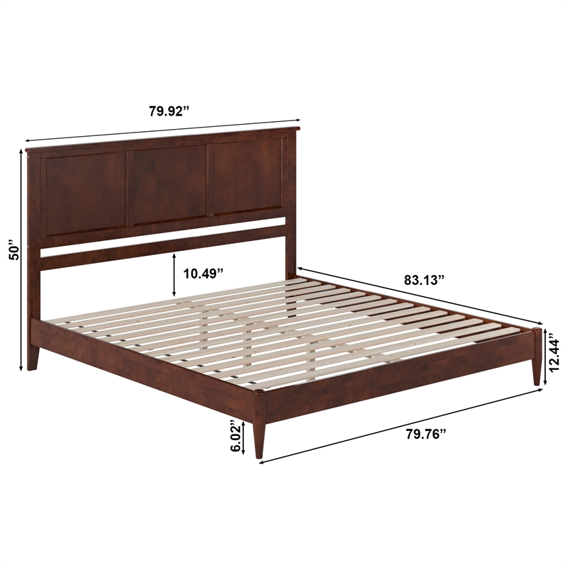 Charlotte King Solid Wood Low Profile Platform Bed in Walnut