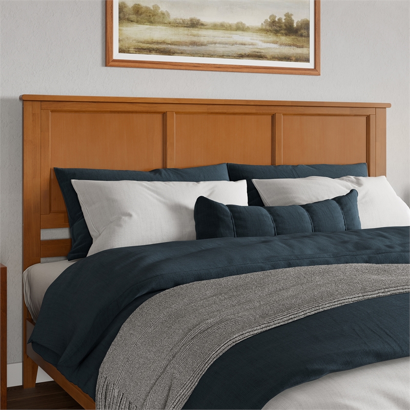 Charlotte King Solid Wood Low Profile Platform Bed in Light Toffee