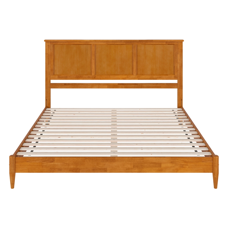 Charlotte King Solid Wood Low Profile Platform Bed in Light Toffee