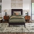 Valencia Twin XL Solid Wood Low Profile Sleigh Platform Bed in Espresso
