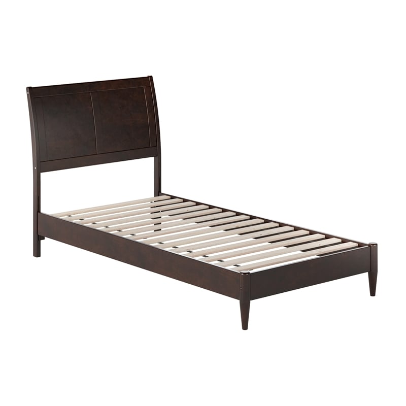 Valencia Twin XL Solid Wood Low Profile Sleigh Platform Bed in Espresso