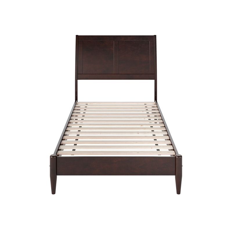 Valencia Twin XL Solid Wood Low Profile Sleigh Platform Bed in Espresso