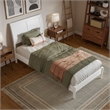 Valencia Twin XL Solid Wood Low Profile Sleigh Platform Bed in White