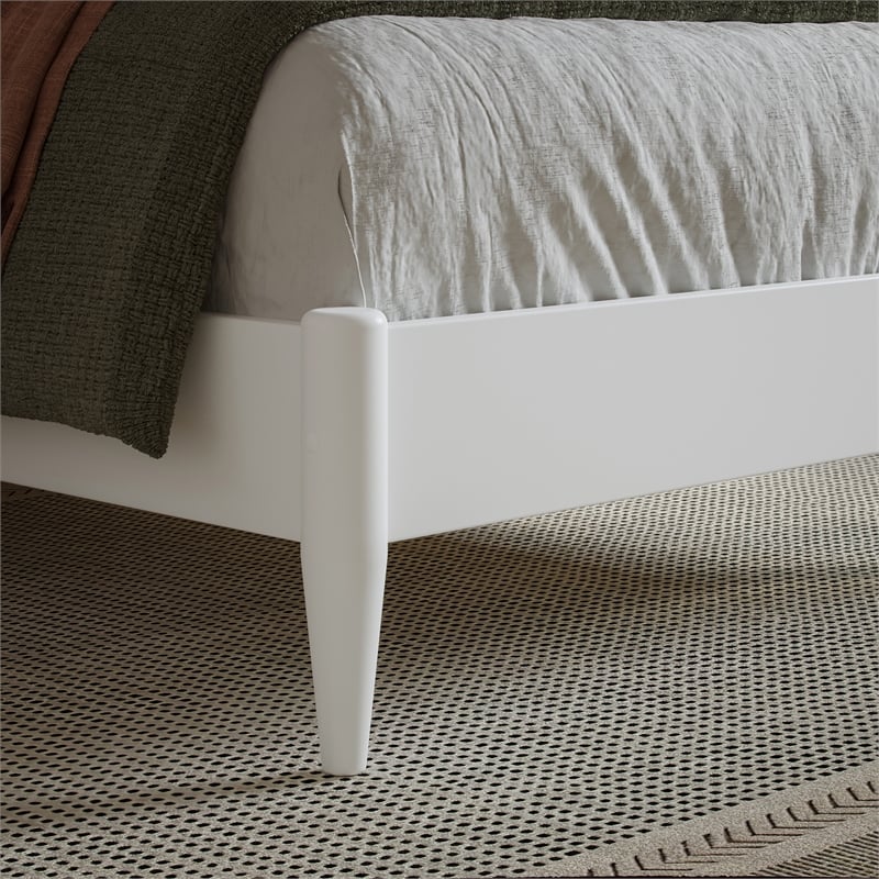 Valencia Twin XL Solid Wood Low Profile Sleigh Platform Bed in White