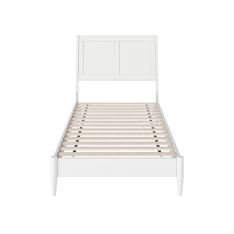 Valencia Twin XL Solid Wood Low Profile Sleigh Platform Bed in White
