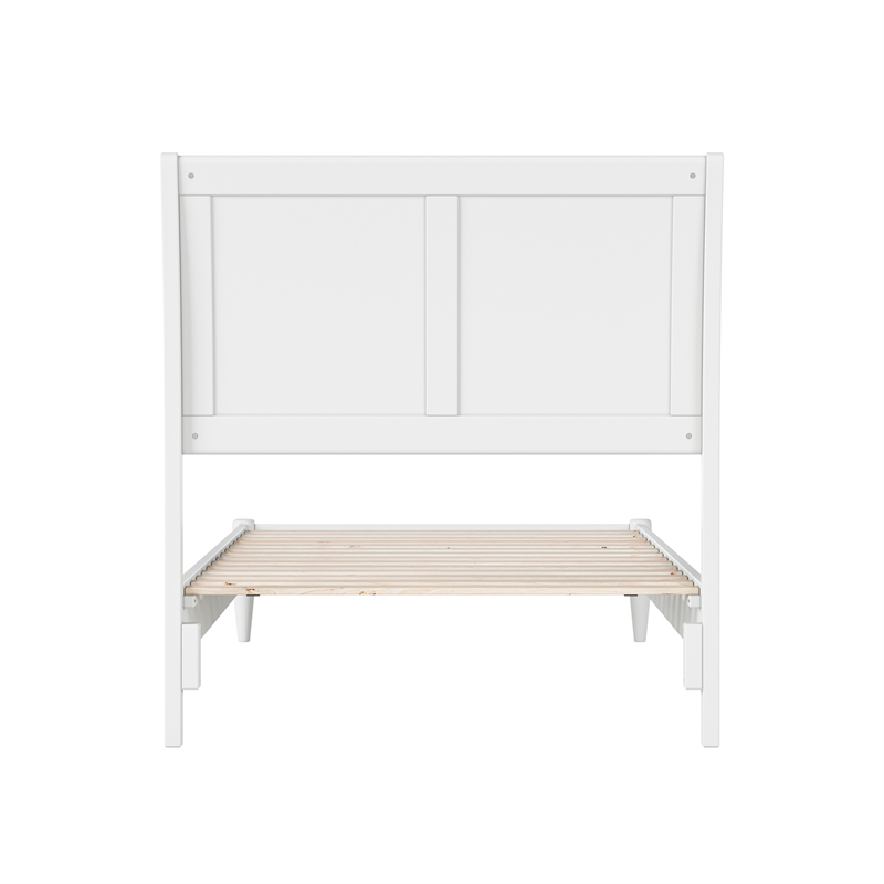 Valencia Twin XL Solid Wood Low Profile Sleigh Platform Bed in White