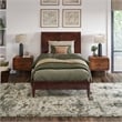 Valencia Twin XL Solid Wood Low Profile Sleigh Platform Bed in Walnut