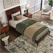 Valencia Twin XL Solid Wood Low Profile Sleigh Platform Bed in Walnut