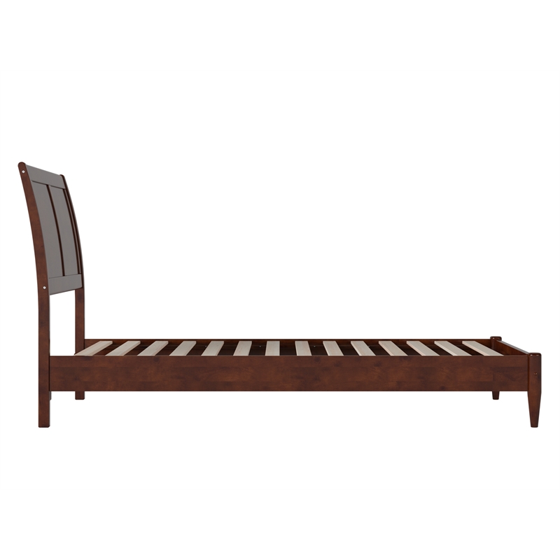 Valencia Twin XL Solid Wood Low Profile Sleigh Platform Bed in Walnut