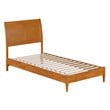 Valencia Twin XL Solid Wood Low Profile Sleigh Platform Bed in Light Toffee