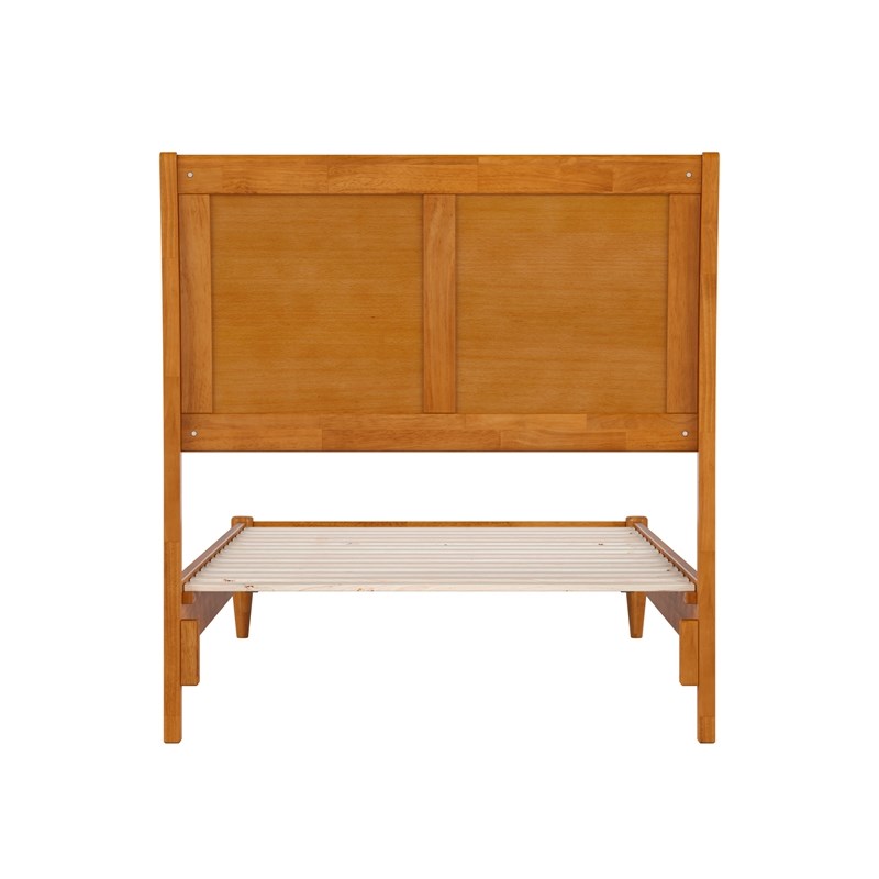 Valencia Twin XL Solid Wood Low Profile Sleigh Platform Bed in Light Toffee