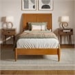Valencia Twin XL Solid Wood Low Profile Sleigh Platform Bed in Light Toffee