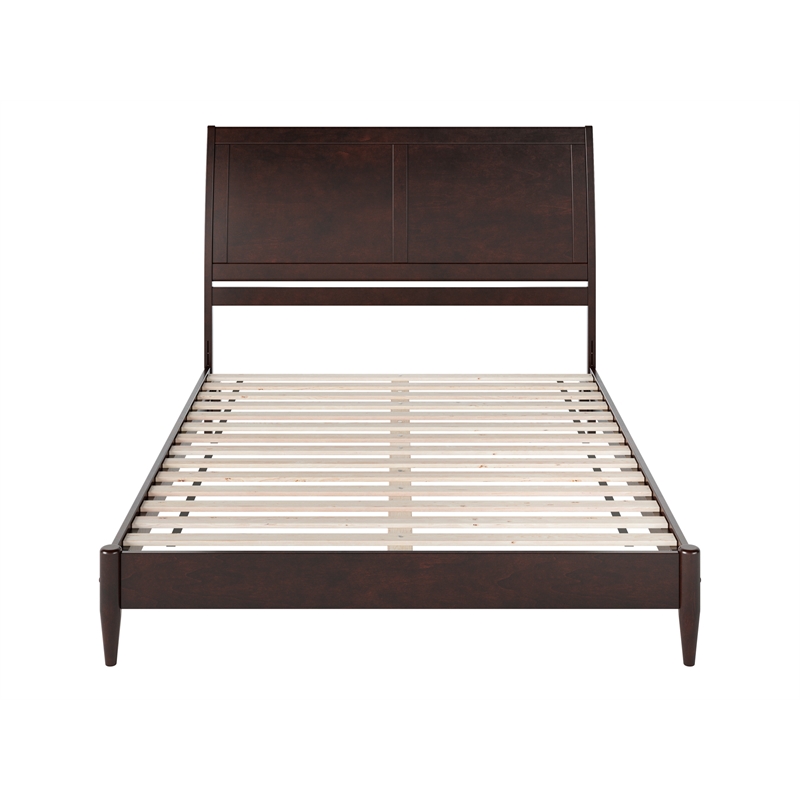 Valencia Queen Solid Wood Low Profile Sleigh Platform Bed in Espresso