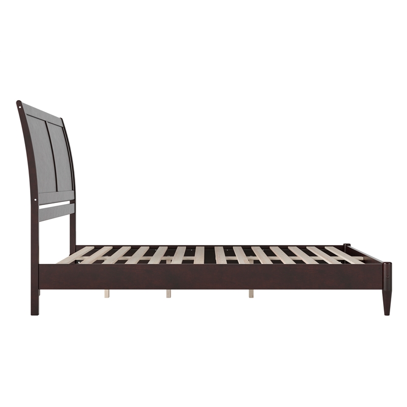 Valencia Queen Solid Wood Low Profile Sleigh Platform Bed in Espresso
