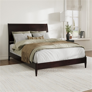 AFI Valencia Solid Wood Low Profile Sleigh Queen Platform Bed in Espresso