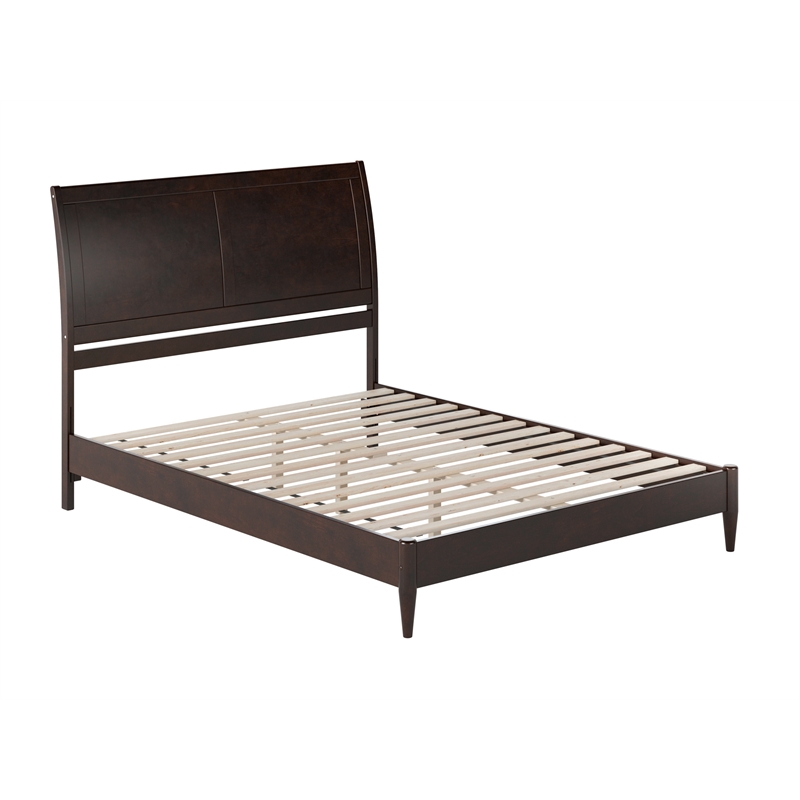 Valencia Queen Solid Wood Low Profile Sleigh Platform Bed in Espresso