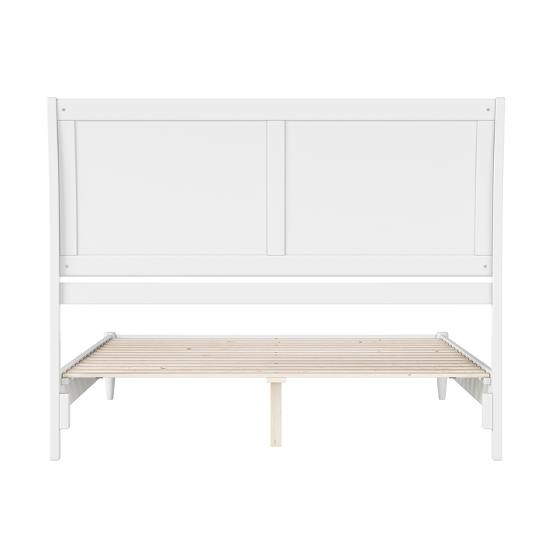 Valencia Queen Solid Wood Low Profile Sleigh Platform Bed in White