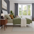 Valencia Queen Solid Wood Low Profile Sleigh Platform Bed in White