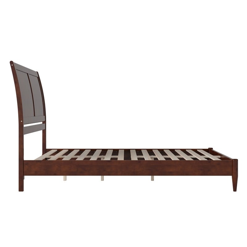 Valencia Queen Solid Wood Low Profile Sleigh Platform Bed in Walnut