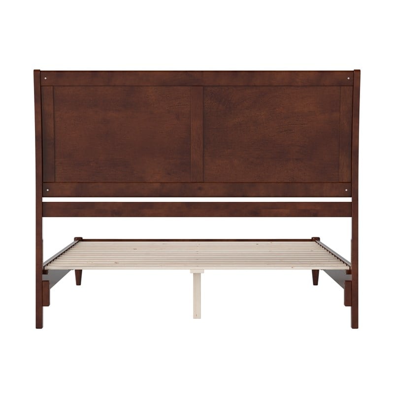 Valencia Queen Solid Wood Low Profile Sleigh Platform Bed in Walnut
