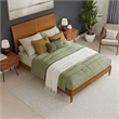 Valencia Queen Solid Wood Low Profile Sleigh Platform Bed in Light Toffee