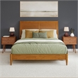 Valencia Queen Solid Wood Low Profile Sleigh Platform Bed in Light Toffee