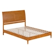 Valencia Queen Solid Wood Low Profile Sleigh Platform Bed in Light Toffee