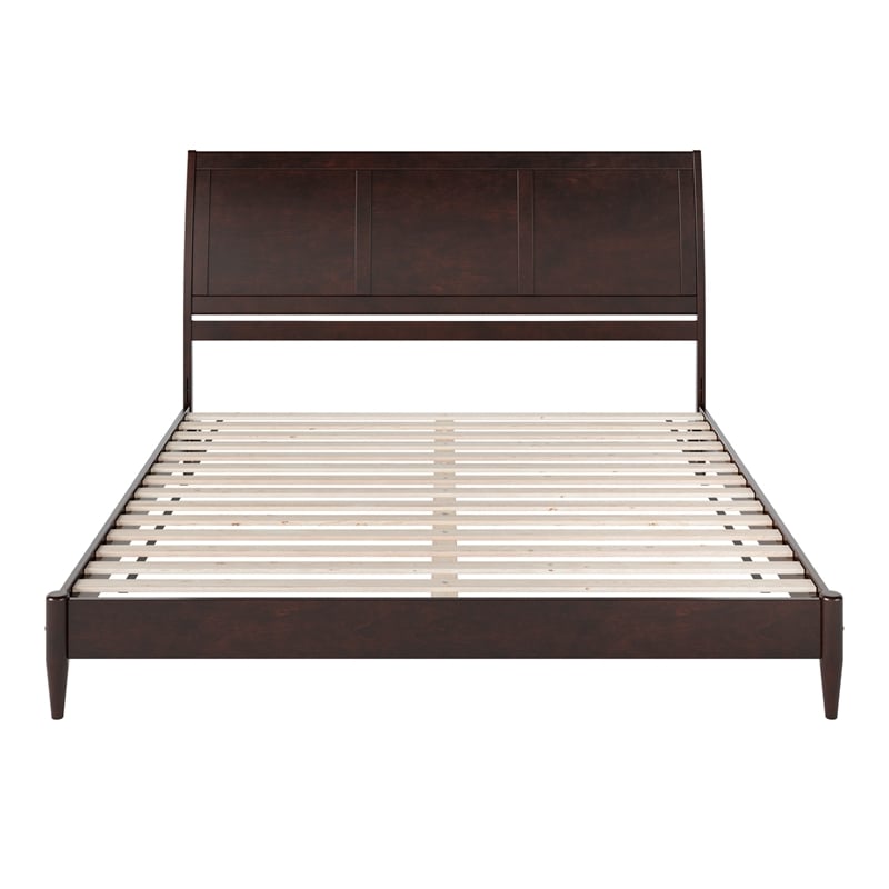 Valencia King Solid Wood Low Profile Sleigh Platform Bed in Espresso