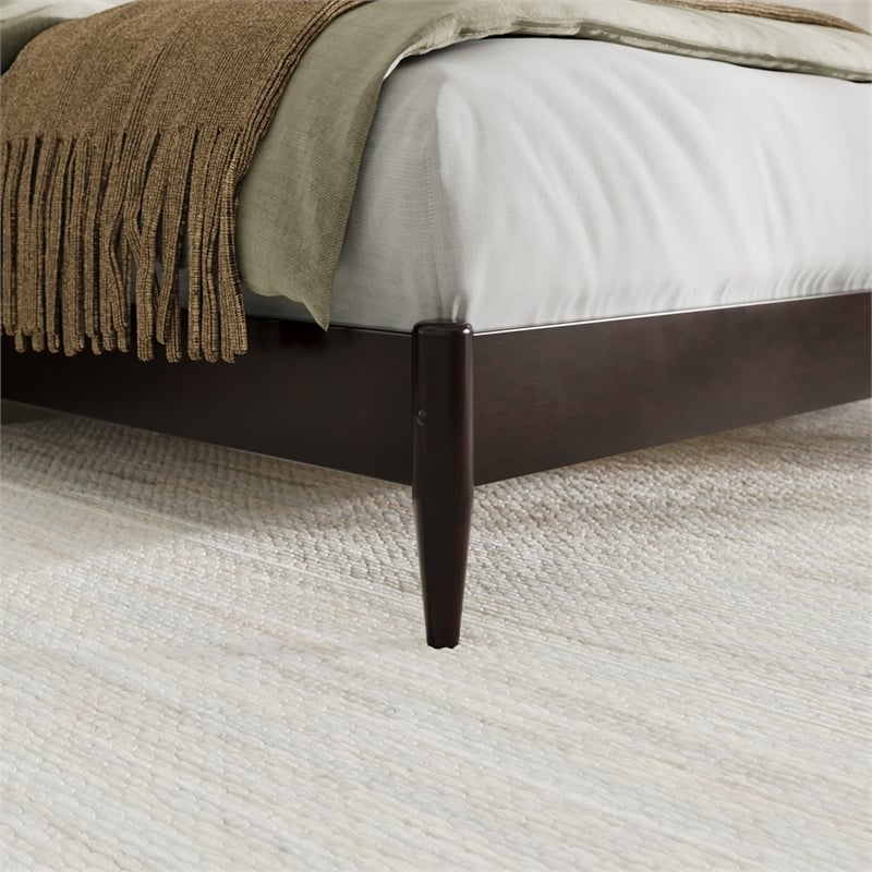 Valencia King Solid Wood Low Profile Sleigh Platform Bed in Espresso