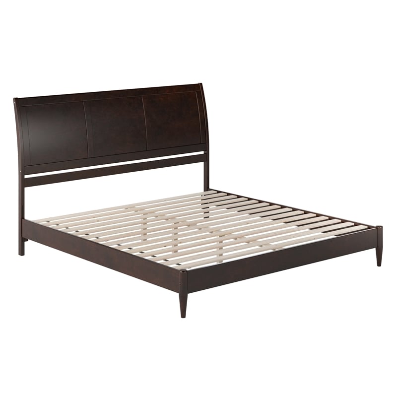 Valencia King Solid Wood Low Profile Sleigh Platform Bed in Espresso