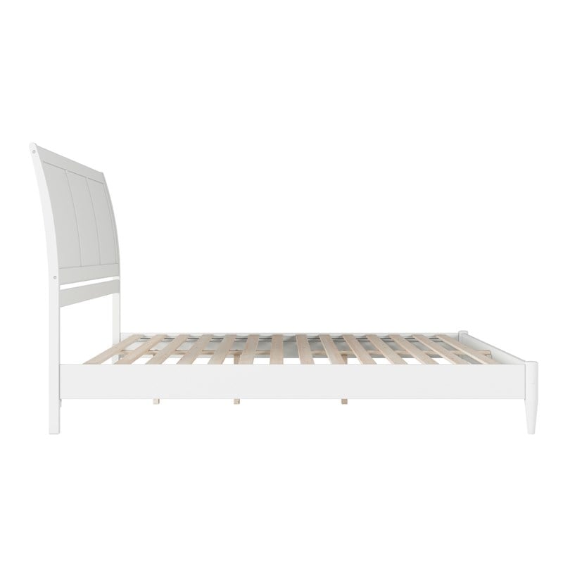 Valencia King Solid Wood Low Profile Sleigh Platform Bed in White