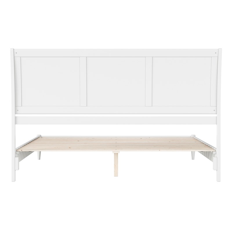 Valencia King Solid Wood Low Profile Sleigh Platform Bed in White