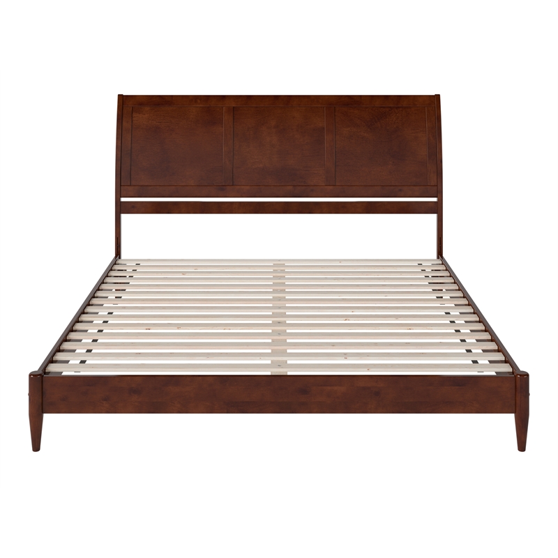 Valencia King Solid Wood Low Profile Sleigh Platform Bed in Walnut