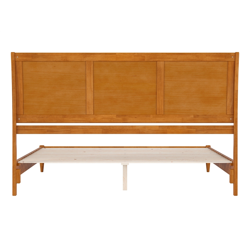 Valencia King Solid Wood Low Profile Sleigh Platform Bed in Light Toffee