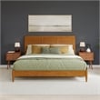 Valencia King Solid Wood Low Profile Sleigh Platform Bed in Light Toffee