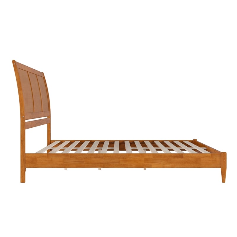 Valencia King Solid Wood Low Profile Sleigh Platform Bed in Light Toffee