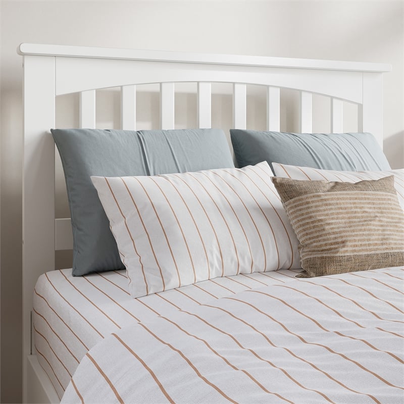 Becket Twin XL Wood Low Profile Platform Bed in White