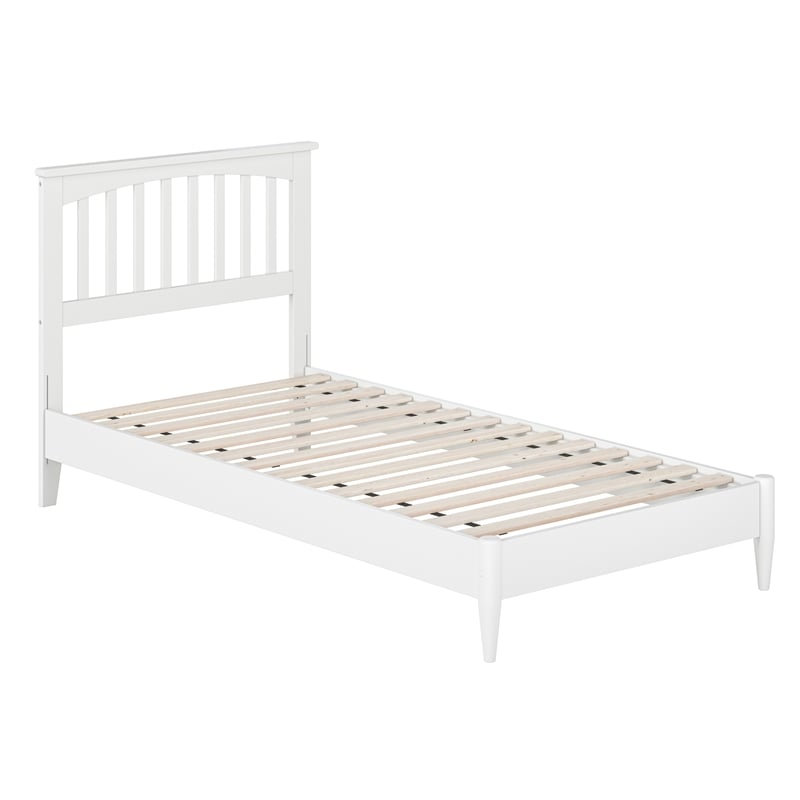 Becket Twin XL Wood Low Profile Platform Bed in White