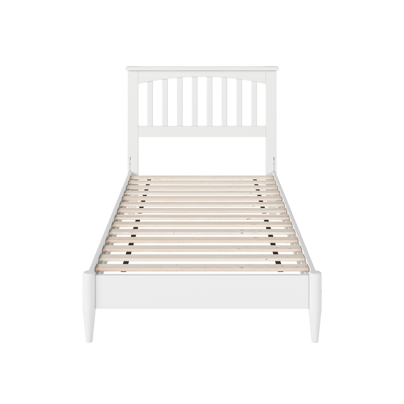 Becket Twin XL Wood Low Profile Platform Bed in White