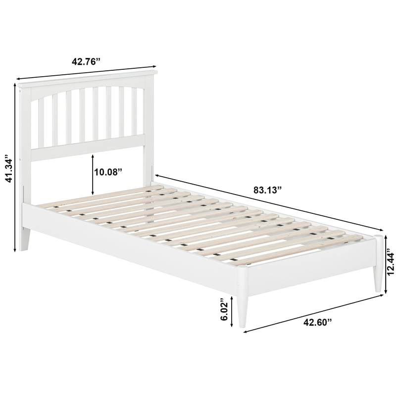 Becket Twin XL Wood Low Profile Platform Bed in White