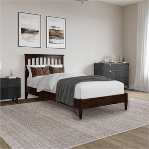 becket twin xl solid wood low profile platform bed in walnut