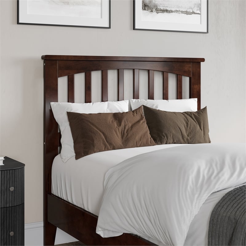 Becket Twin XL Wood Low Profile Platform Bed in Walnut