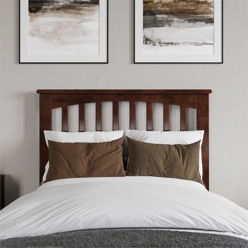 Becket Twin XL Wood Low Profile Platform Bed in Walnut
