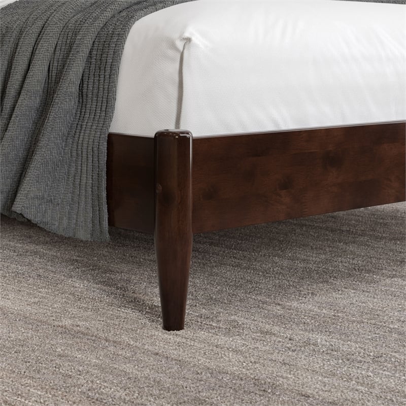Becket Twin XL Wood Low Profile Platform Bed in Walnut