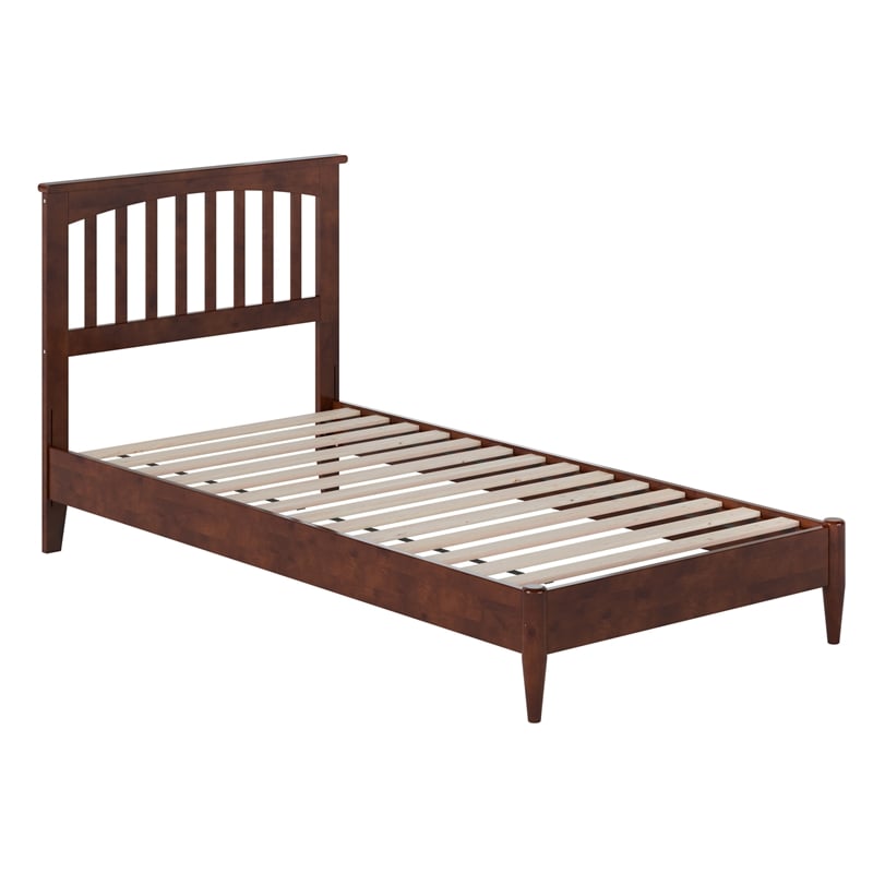 Becket Twin XL Wood Low Profile Platform Bed in Walnut