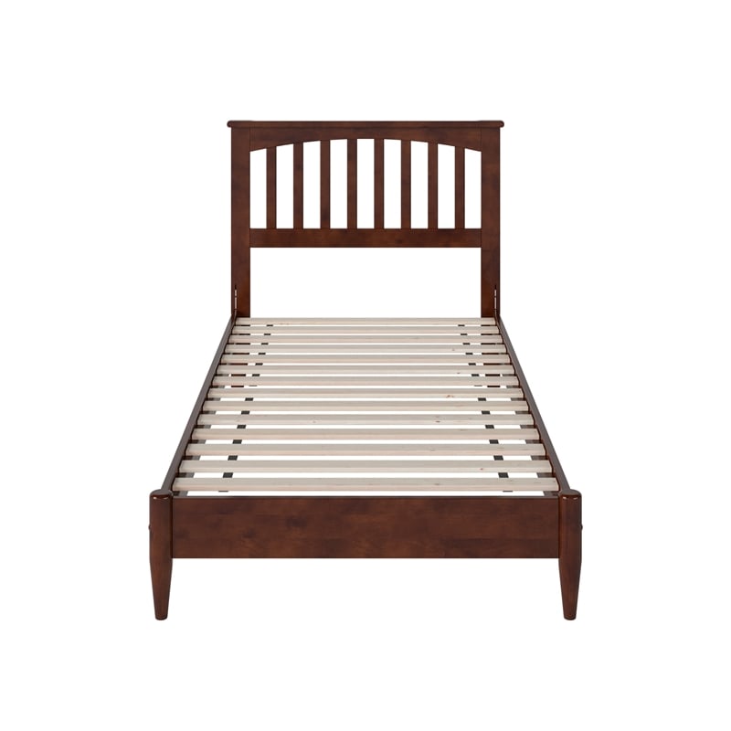 Becket Twin XL Wood Low Profile Platform Bed in Walnut