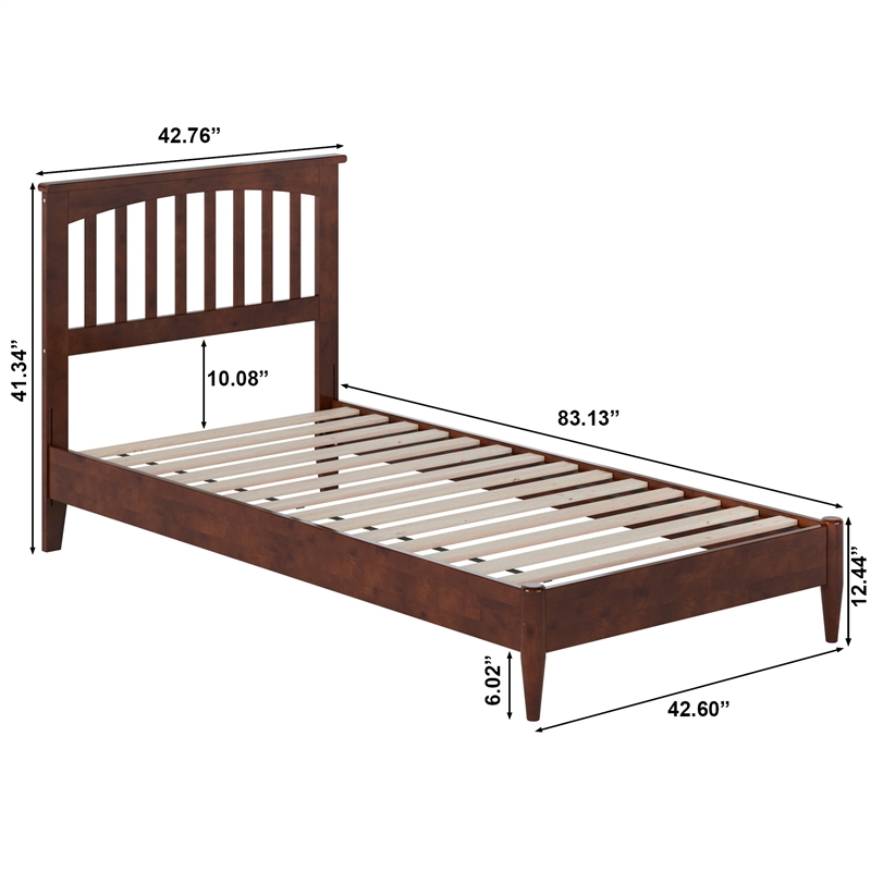 Becket Twin XL Wood Low Profile Platform Bed in Walnut