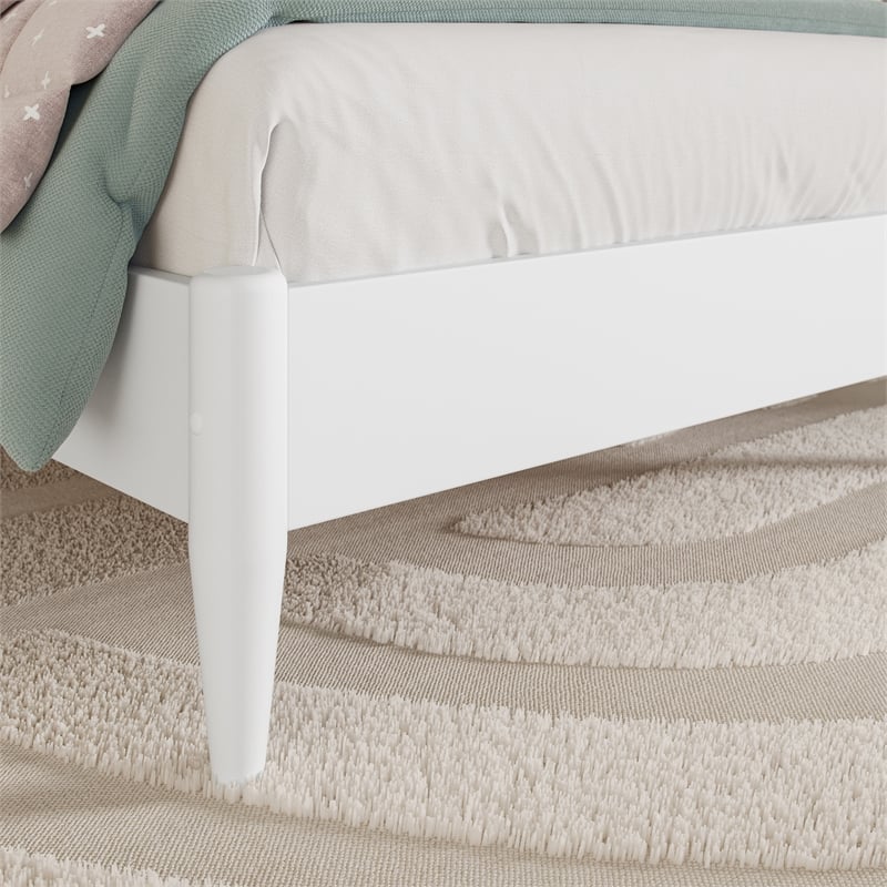 Becket Twin Wood Low Profile Platform Bed in White